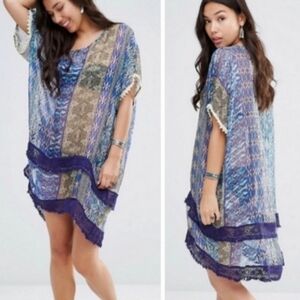 Gypsy05 Jaipur Printed Silk Hi/Lo Poncho Size L